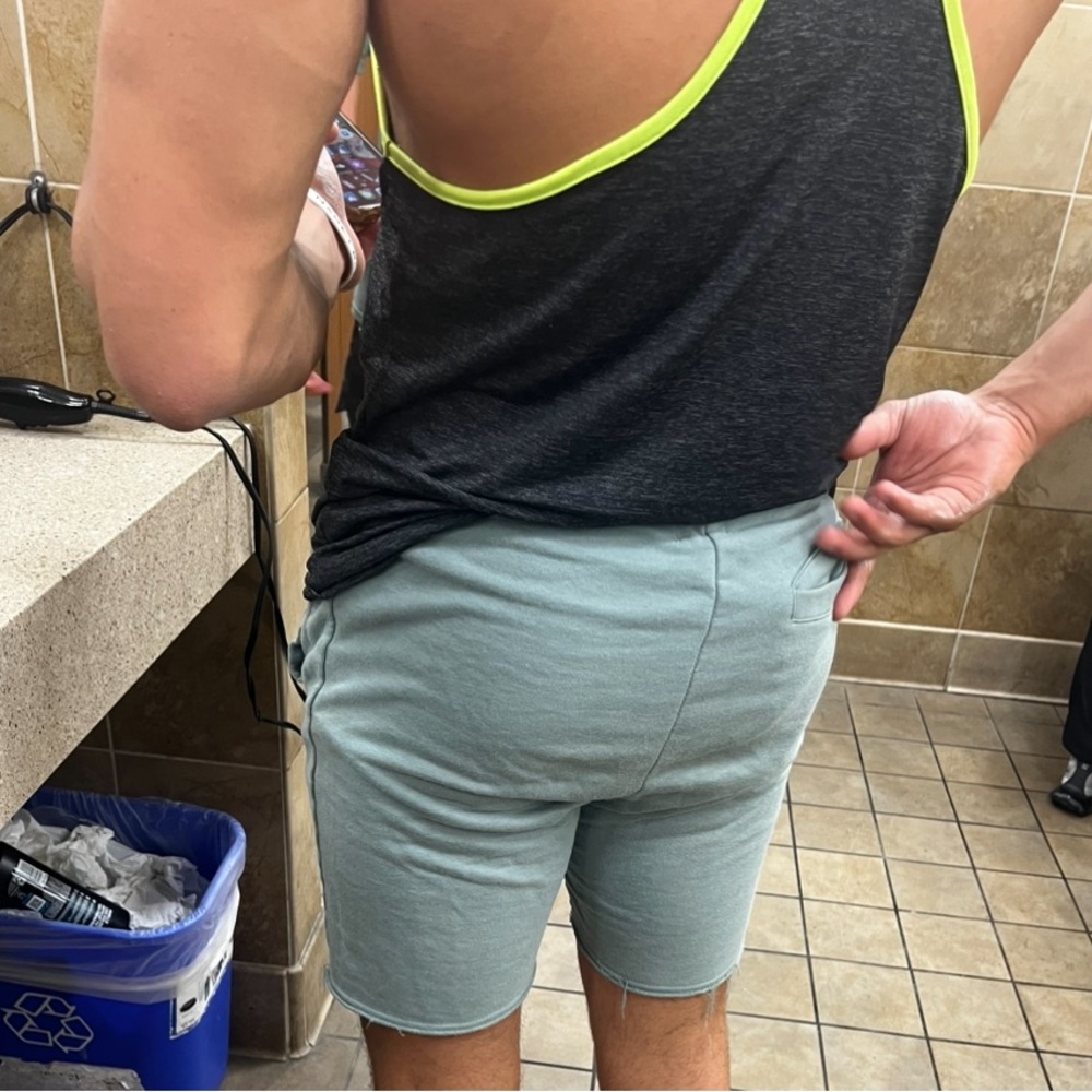COTTON ON MEN JOGGER SHORT GREEN TERRY FLEECE EASY BODYBUILDER BODYBUILDING JOCK